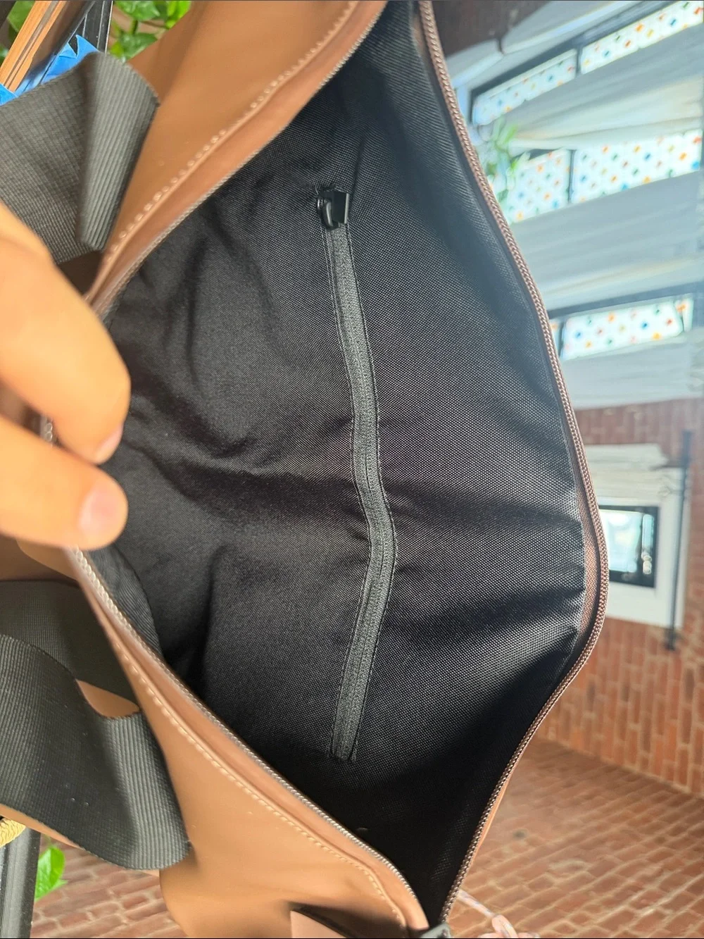 Rains Brown Duffel Tote with Black Straps